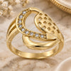 Oro Laminado Multi Stone Ring, Gold Filled Style Heart Design, with White Cubic Zirconia, Polished, Golden Finish, 5.174.032.07 (Size 7)
