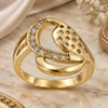 Oro Laminado Multi Stone Ring, Gold Filled Style Heart Design, with White Cubic Zirconia, Polished, Golden Finish, 5.174.032.09 (Size 9)
