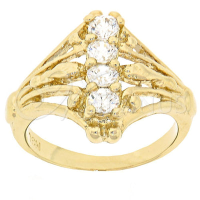 Oro Laminado Multi Stone Ring, Gold Filled Style with White Cubic Zirconia, Polished, Golden Finish for wholesale, main product view