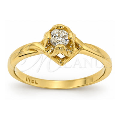 Oro Laminado Multi Stone Ring, Gold Filled Style Solitaire Design, with White Cubic Zirconia, Polished, Golden Finish, 5.166.011.07 (Size 7)