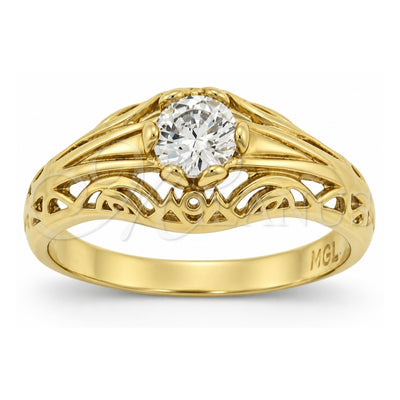 Oro Laminado Multi Stone Ring, Gold Filled Style with White Cubic Zirconia, Polished, Golden Finish, 5.165.023.08 (Size 8)