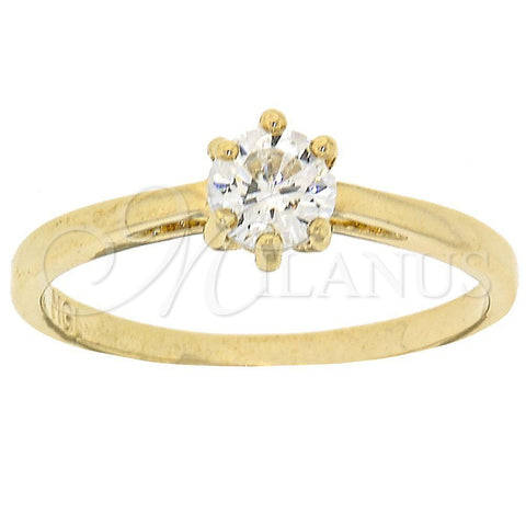 Oro Laminado Multi Stone Ring, Gold Filled Style Solitaire Design, with White Cubic Zirconia, Polished, Golden Finish, 5.166.026.08 (Size 8)