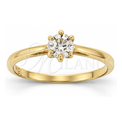 Oro Laminado Multi Stone Ring, Gold Filled Style Solitaire Design, with White Cubic Zirconia, Polished, Golden Finish, 5.166.026.09 (Size 9)