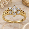 Oro Laminado Multi Stone Ring, Gold Filled Style Flower Design, with White Cubic Zirconia, Polished, Golden Finish, 5.165.002.08 (Size 8)