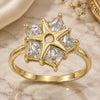 Oro Laminado Multi Stone Ring, Gold Filled Style Star Design, with White Cubic Zirconia, Polished, Golden Finish, 5.167.011.07 (Size 7)