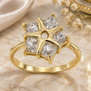 Oro Laminado Multi Stone Ring, Gold Filled Style Star Design, with White Cubic Zirconia, Polished, Golden Finish, 5.167.011.08 (Size 8)