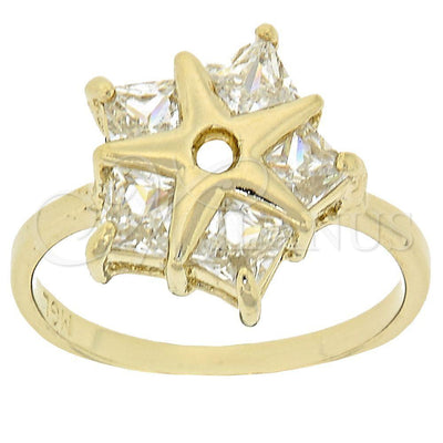 Oro Laminado Multi Stone Ring, Gold Filled Style Star Design, with White Cubic Zirconia, Polished, Golden for wholesale, main product view