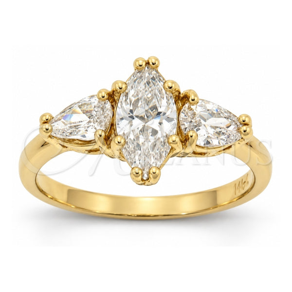 Oro Laminado Multi Stone Ring, Gold Filled Style with White Cubic Zirconia, Polished, Golden Finish, 5.167.023.09 (Size 9)