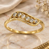 Oro Laminado Multi Stone Ring, Gold Filled Style Leaf Design, with White Cubic Zirconia, Polished, Golden Finish, 5.167.021.07 (Size 7)