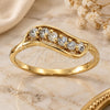 Oro Laminado Multi Stone Ring, Gold Filled Style Leaf Design, with White Cubic Zirconia, Polished, Golden Finish, 5.167.021.09 (Size 9)