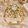 Oro Laminado Multi Stone Ring, Gold Filled Style with White Cubic Zirconia, Diamond Cutting Finish, Golden Finish, 5.165.010.07 (Size 7)