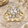 Oro Laminado Multi Stone Ring, Gold Filled Style with White Cubic Zirconia, Polished, Golden Finish, 5.055.008.07 (Size 7)