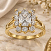 Oro Laminado Multi Stone Ring, Gold Filled Style with White Cubic Zirconia, Polished, Golden Finish, 5.055.008.08 (Size 8)