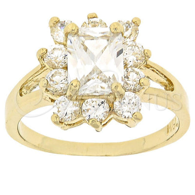 Oro Laminado Multi Stone Ring, Gold Filled Style with White Cubic Zirconia, Polished, Golden Finish for wholesale, main product view