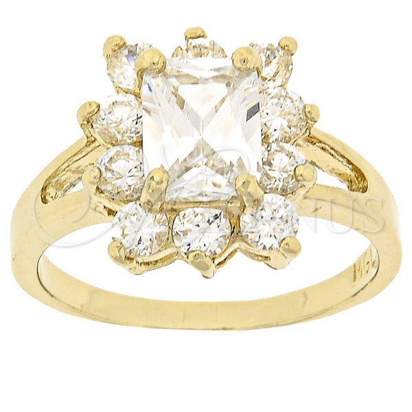 Oro Laminado Multi Stone Ring, Gold Filled Style with White Cubic Zirconia, Polished, Golden Finish, 5.055.008.09 (Size 9)