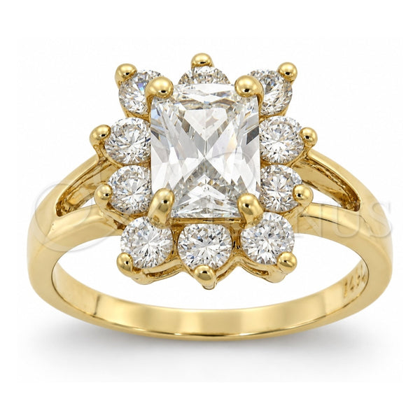 Oro Laminado Multi Stone Ring, Gold Filled Style with White Cubic Zirconia, Polished, Golden Finish, 5.055.008.09 (Size 9)