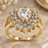 Oro Laminado Multi Stone Ring, Gold Filled Style Heart Design, with White Cubic Zirconia, Polished, Golden Finish, 5.055.006.09 (Size 9)