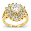 Oro Laminado Multi Stone Ring, Gold Filled Style Heart Design, with White Cubic Zirconia, Polished, Golden Finish, 5.055.006.09 (Size 9)