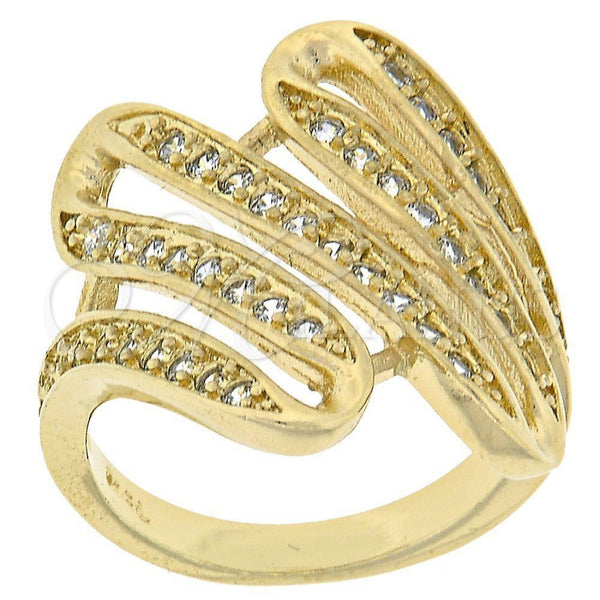 Oro Laminado Multi Stone Ring, Gold Filled Style with White Cubic Zirconia, Polished, Golden Finish, 5.174.028.07 (Size 7)