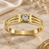 Oro Laminado Mens Ring, Gold Filled Style with White Cubic Zirconia, Diamond Cutting Finish, Golden Finish, 5.175.016.07 (Size 7)