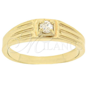 Oro Laminado Mens Ring, Gold Filled Style with White Cubic Zirconia, Diamond Cutting Finish, Golden Finish, 5.175.016.07 (Size 7)
