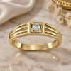 Oro Laminado Mens Ring, Gold Filled Style with White Cubic Zirconia, Polished, Golden Finish, 5.175.016.09 (Size 9)