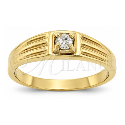 Oro Laminado Mens Ring, Gold Filled Style with White Cubic Zirconia, Polished, Golden Finish, 5.175.016.09 (Size 9)
