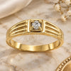 Oro Laminado Mens Ring, Gold Filled Style with White Cubic Zirconia, Diamond Cutting Finish, Golden Finish, 5.175.016.10 (Size 10)