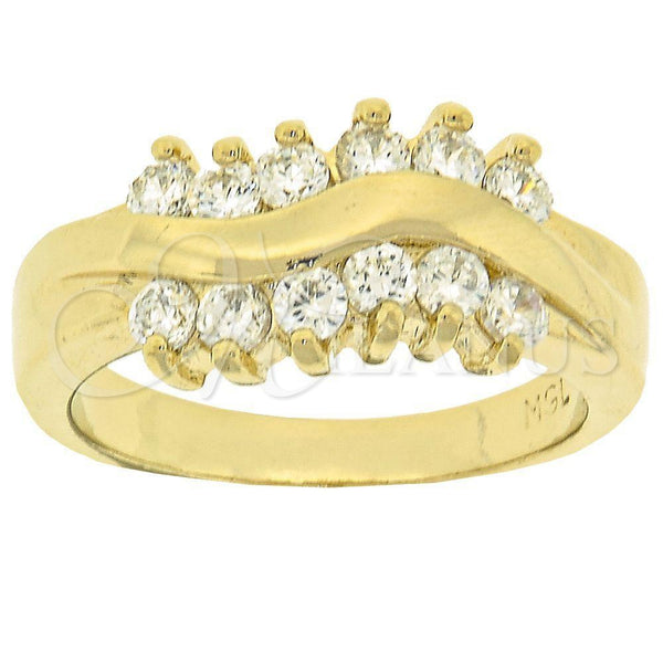Oro Laminado Multi Stone Ring, Gold Filled Style with White Cubic Zirconia, Polished, Golden Finish, 5.167.001.09 (Size 9)