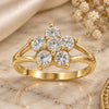 Oro Laminado Multi Stone Ring, Gold Filled Style Flower Design, with White Cubic Zirconia, Polished, Golden Finish, 5.167.007.09 (Size 9)