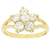 Oro Laminado Multi Stone Ring, Gold Filled Style Flower Design, with White Cubic Zirconia, Polished, Golden Finish, 5.167.007.09 (Size 9)