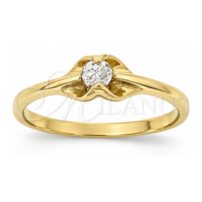 Oro Laminado Multi Stone Ring, Gold Filled Style Solitaire Design, with White Cubic Zirconia, Polished, Golden Finish, 5.166.027.09 (Size 9)