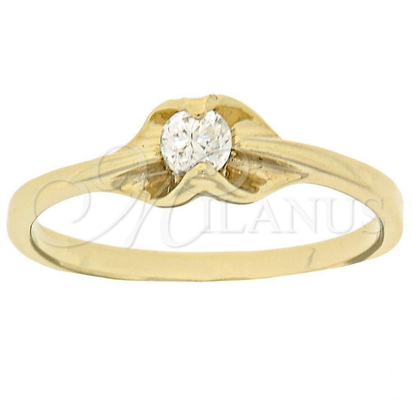 Oro Laminado Multi Stone Ring, Gold Filled Style Solitaire Design, with White Cubic Zirconia, Polished, Golden Finish, 5.166.027.09 (Size 9)