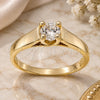 Oro Laminado Multi Stone Ring, Gold Filled Style Solitaire Design, with White Cubic Zirconia, Polished, Golden Finish, 5.167.035.08 (Size 8)