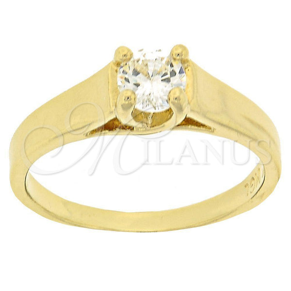 Oro Laminado Multi Stone Ring, Gold Filled Style Solitaire Design, with White Cubic Zirconia, Polished, Golden Finish, 5.167.035.08 (Size 8)