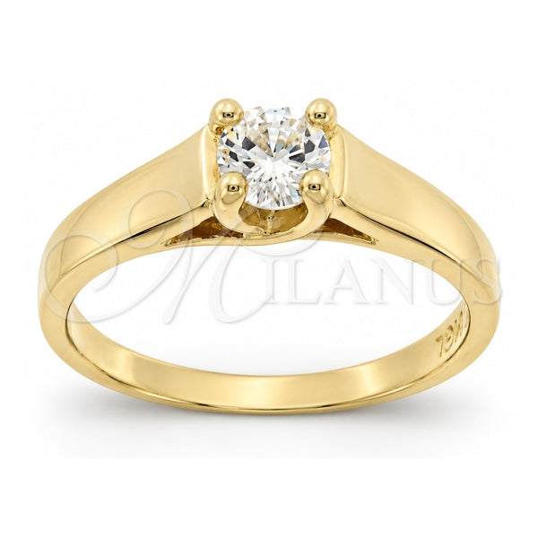 Oro Laminado Multi Stone Ring, Gold Filled Style Solitaire Design, with White Cubic Zirconia, Polished, Golden Finish, 5.167.035.08 (Size 8)