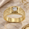 Oro Laminado Multi Stone Ring, Gold Filled Style Solitaire Design, with White Cubic Zirconia, Diamond Cutting Finish, Golden Finish, 5.175.035.07 (Size 7)