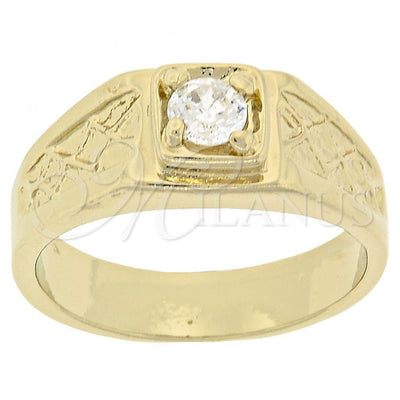 Oro Laminado Multi Stone Ring, Gold Filled Style Solitaire Design, with White Cubic Zirconia, Diamond Cutting for wholesale, main product view
