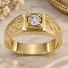 Oro Laminado Multi Stone Ring, Gold Filled Style Solitaire Design, with White Cubic Zirconia, Diamond Cutting Finish, Golden Finish, 5.175.035.08 (Size 8)