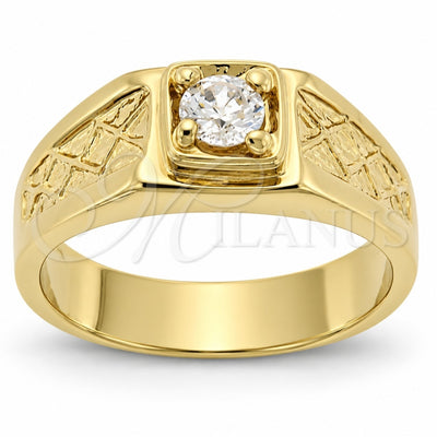 Oro Laminado Multi Stone Ring, Gold Filled Style Solitaire Design, with White Cubic Zirconia, Diamond Cutting Finish, Golden Finish, 5.175.035.08 (Size 8)