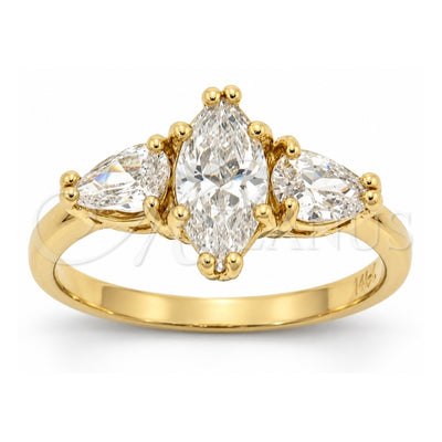 Oro Laminado Multi Stone Ring, Gold Filled Style with White Cubic Zirconia, Polished, Golden Finish, 5.167.023.06 (Size 6)