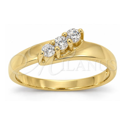 Oro Laminado Multi Stone Ring, Gold Filled Style with White Cubic Zirconia, Polished, Golden Finish, 5.166.017.06 (Size 6)