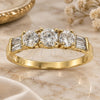 Oro Laminado Wedding Ring, Gold Filled Style Baguette Design, with White Cubic Zirconia, Polished, Golden Finish, 5.164.023.07 (Size 7)