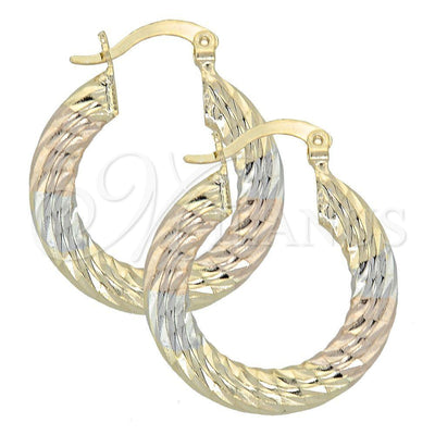 Oro Laminado Small Hoop, Gold Filled Style Diamond Cutting Finish, Tricolor, 5.143.006.1 for wholesale, main product view