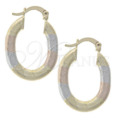 Oro Laminado Medium Hoop, Gold Filled Style Diamond Cutting Finish, Tricolor, 5.143.003.1 for wholesale, main product view