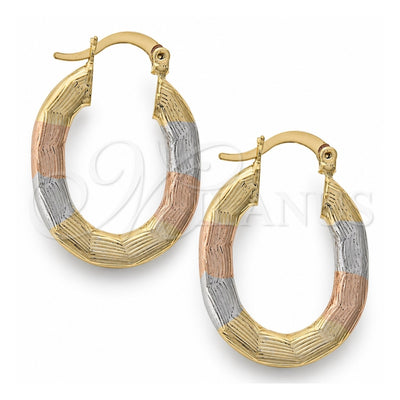 Oro Laminado Medium Hoop, Gold Filled Style Diamond Cutting Finish, Tricolor, 5.143.003.1