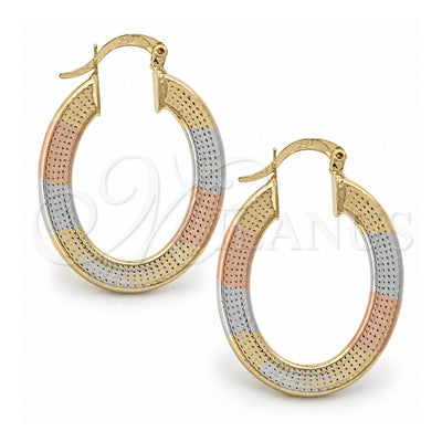 Oro Laminado Medium Hoop, Gold Filled Style Diamond Cutting Finish, Tricolor, 5.148.013.1