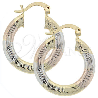 Oro Laminado Small Hoop, Gold Filled Style Brushed Finish, Tricolor, 5.149.020.1 for wholesale, main product view