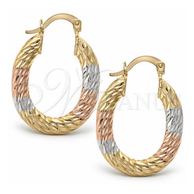 Oro Laminado Medium Hoop, Gold Filled Style Diamond Cutting Finish, Tricolor, 5.149.035.1