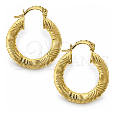 Oro Laminado Small Hoop, Gold Filled Style Diamond Cutting Finish, Golden Finish, 5.151.009.1